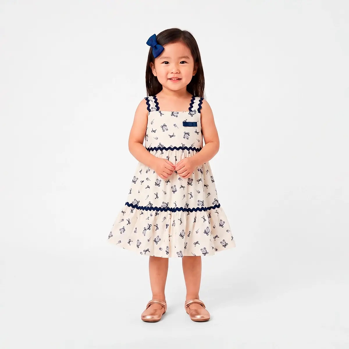 Vestido Manga Curta Toddler Floral Paris Cotton Estampado Tip Top
