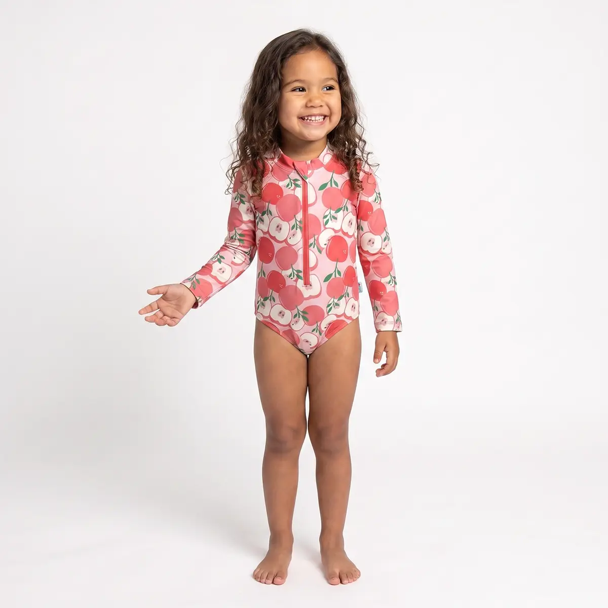 Body Praia Manga Longa Toddler Maçã Vintage Elastano Proteção Uv 50+ Tip Top