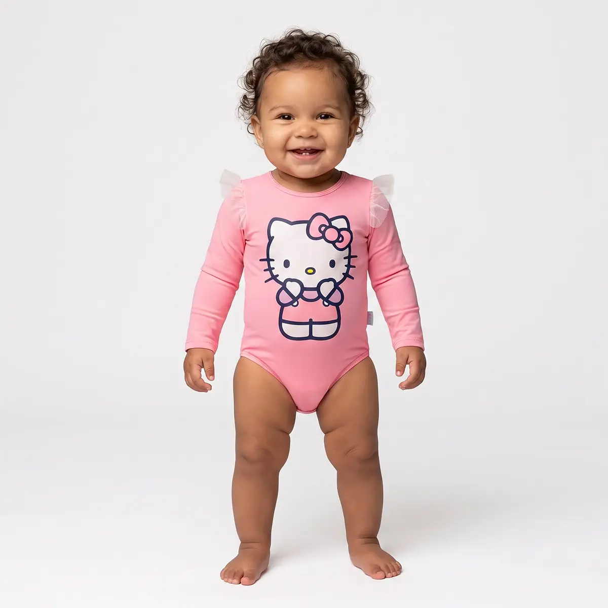 Body Manga Longa Praia Toddler Hello Kitty Lycra Proteção Uv 50+ Tip Top