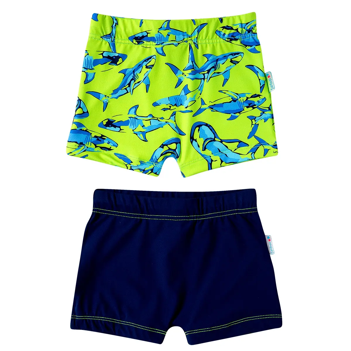 Kit Praia 2 Shorts Kids Tubarão Camuflado Lycra Proteção Uv 50+ Tip Top