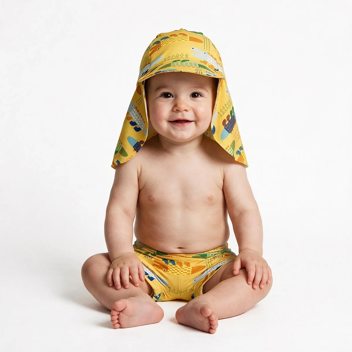 Shorts E Boné Praia Toddler Crocodilo Elastano Proteção Uv 50+ Tip Top — imagem 1