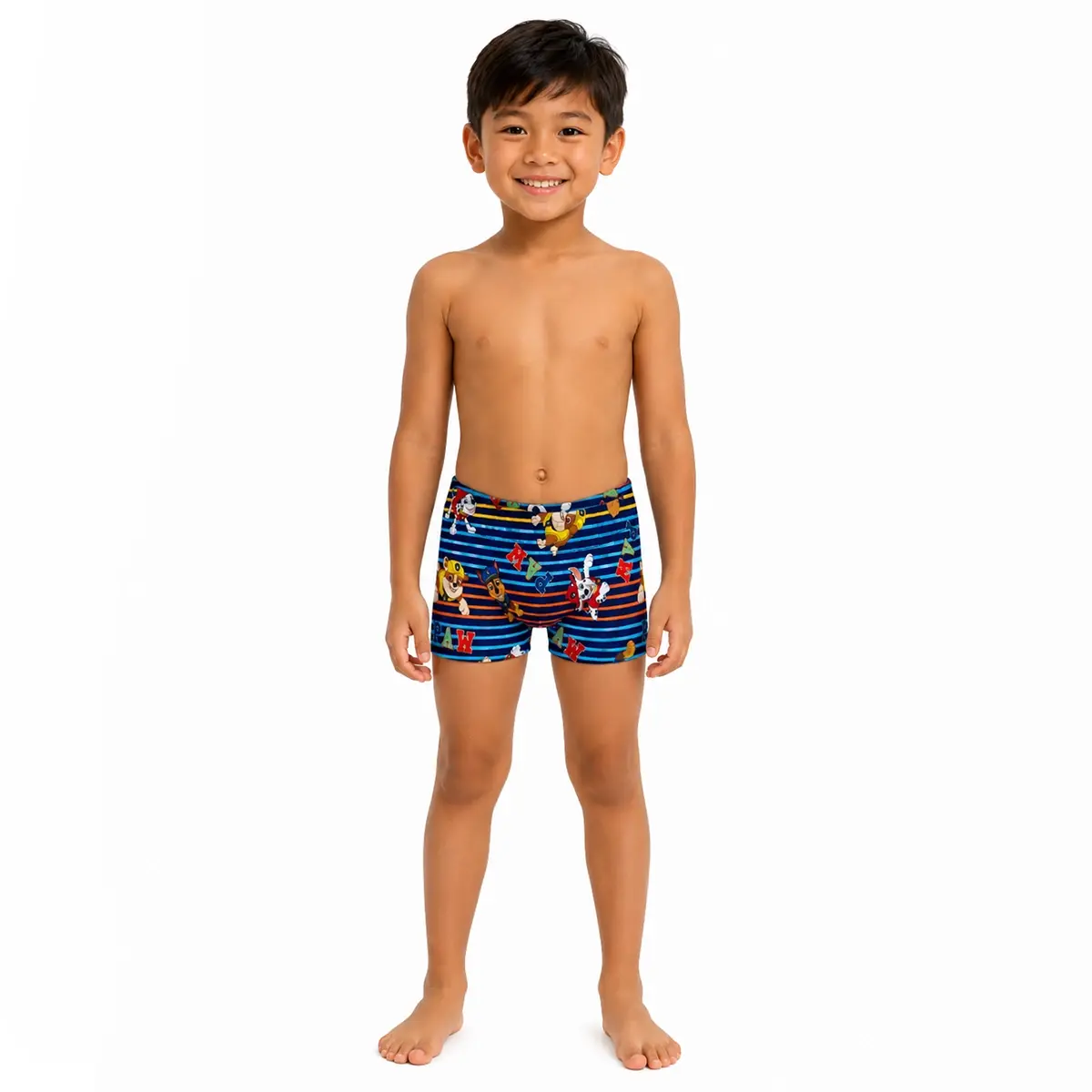 Shorts Listrado Praia Kids Patrulha Canina Elastano Proteção Uv 50+ Tip Top