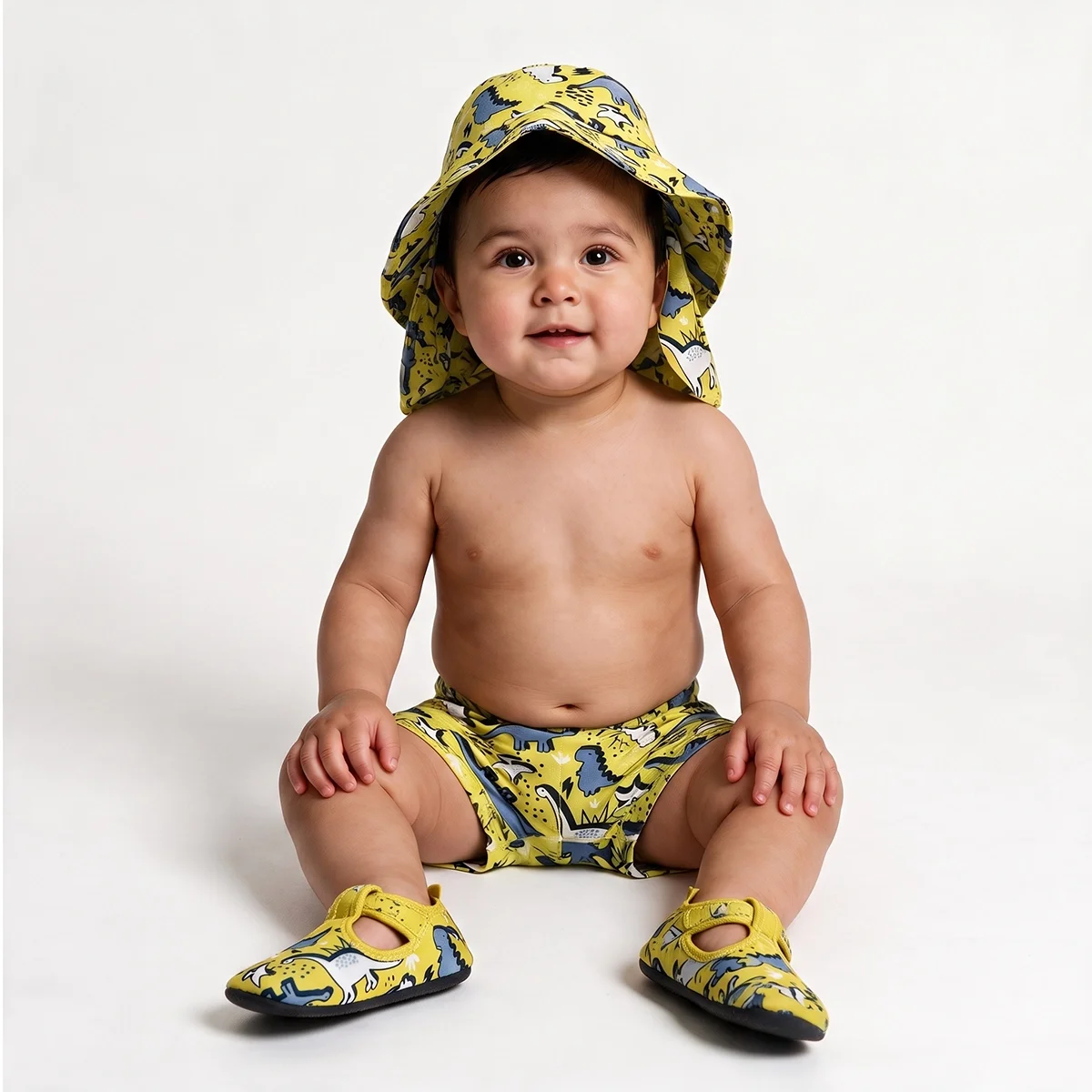Shorts E Boné Praia Toddler Dinossaurs Elastano Proteção Uv 50+ Tip Top — imagem 1