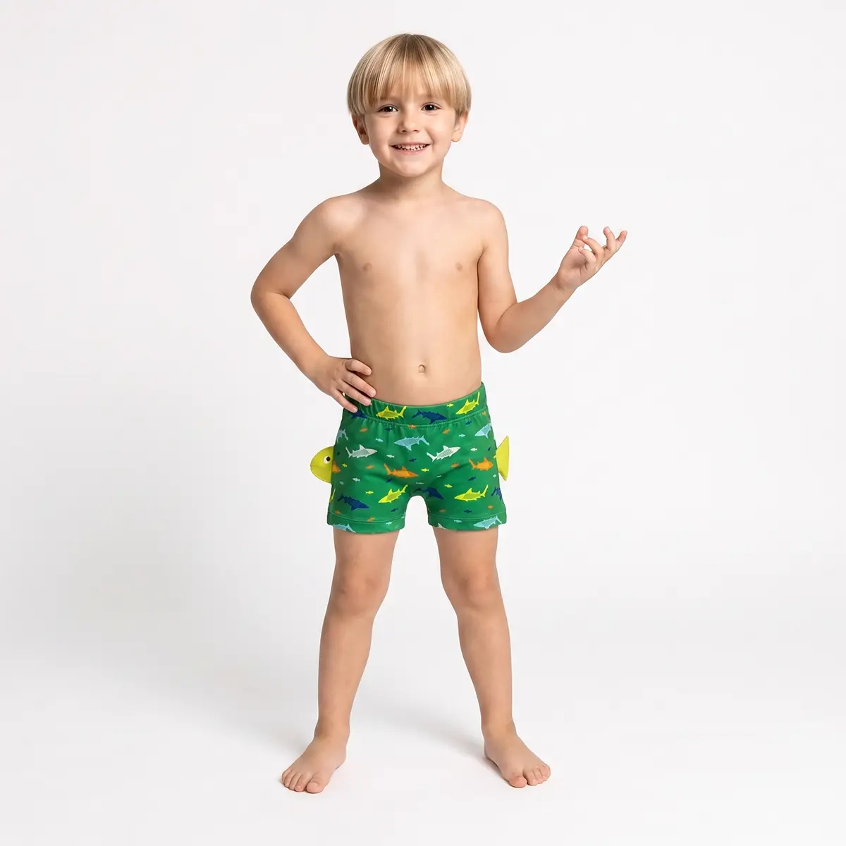 Shorts Praia Kids Colors Fish Elastano Proteção Uv 50+ Tip Top