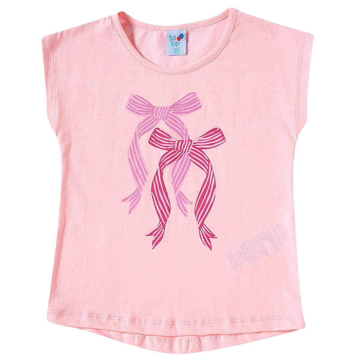 Blusa Rosa Manga Curta Toddler Meia Malha Tip Top