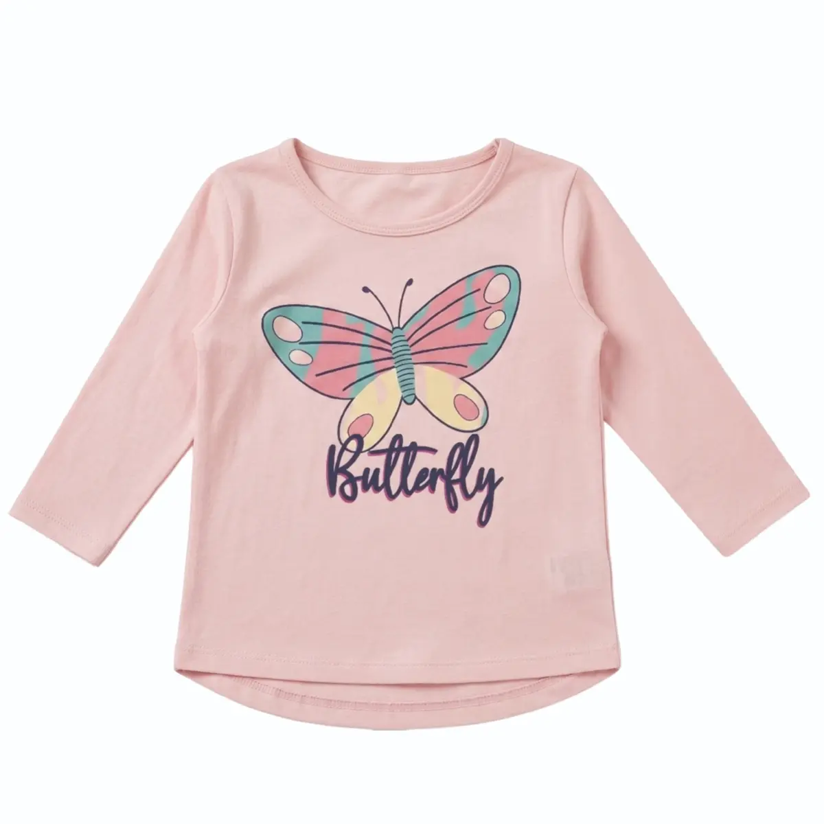 Blusa Manga Longa Salmão Kids Borboleta Meia Malha Tip Top