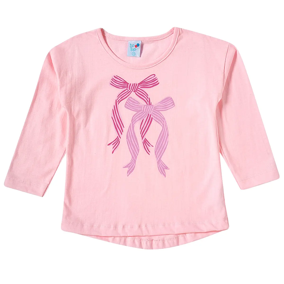 Blusa Rosa Manga Longa Toddler Meia Malha Tip Top