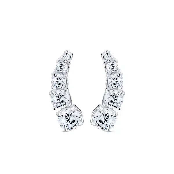 Brinco Prata Leve Ear Cuff Zircônias Degradê