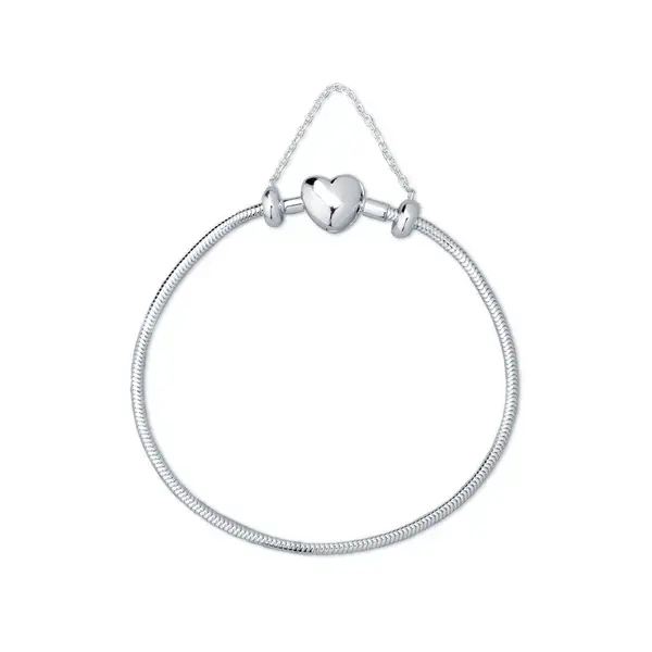 Pulseira Prata Art Collection Coração +Trava