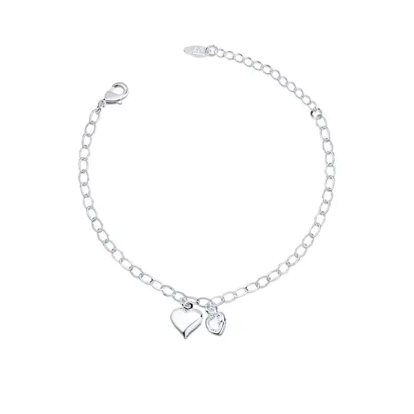 Pulseira Prata Leve Corações