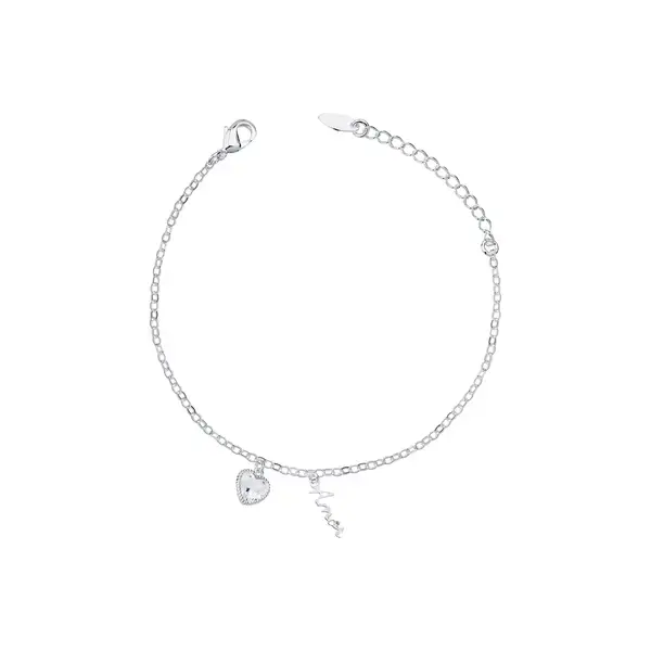 Pulseira Prata Leve Coração em Zircônia