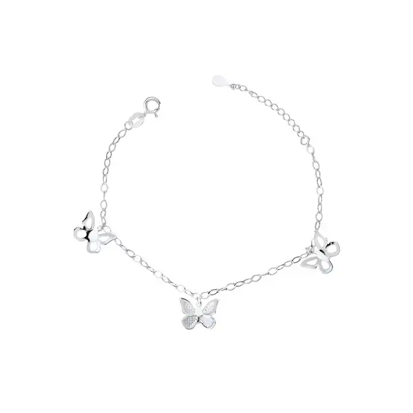 Pulseira Prata Leve Borboletas