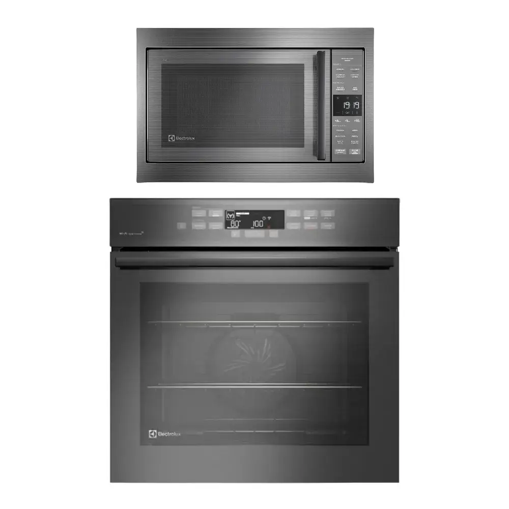Torre de cocção Micro-ondas de Embutir Experience ME3BC + Forno de Embutir Elétrico Cinza (OE8EW) Electrolux
