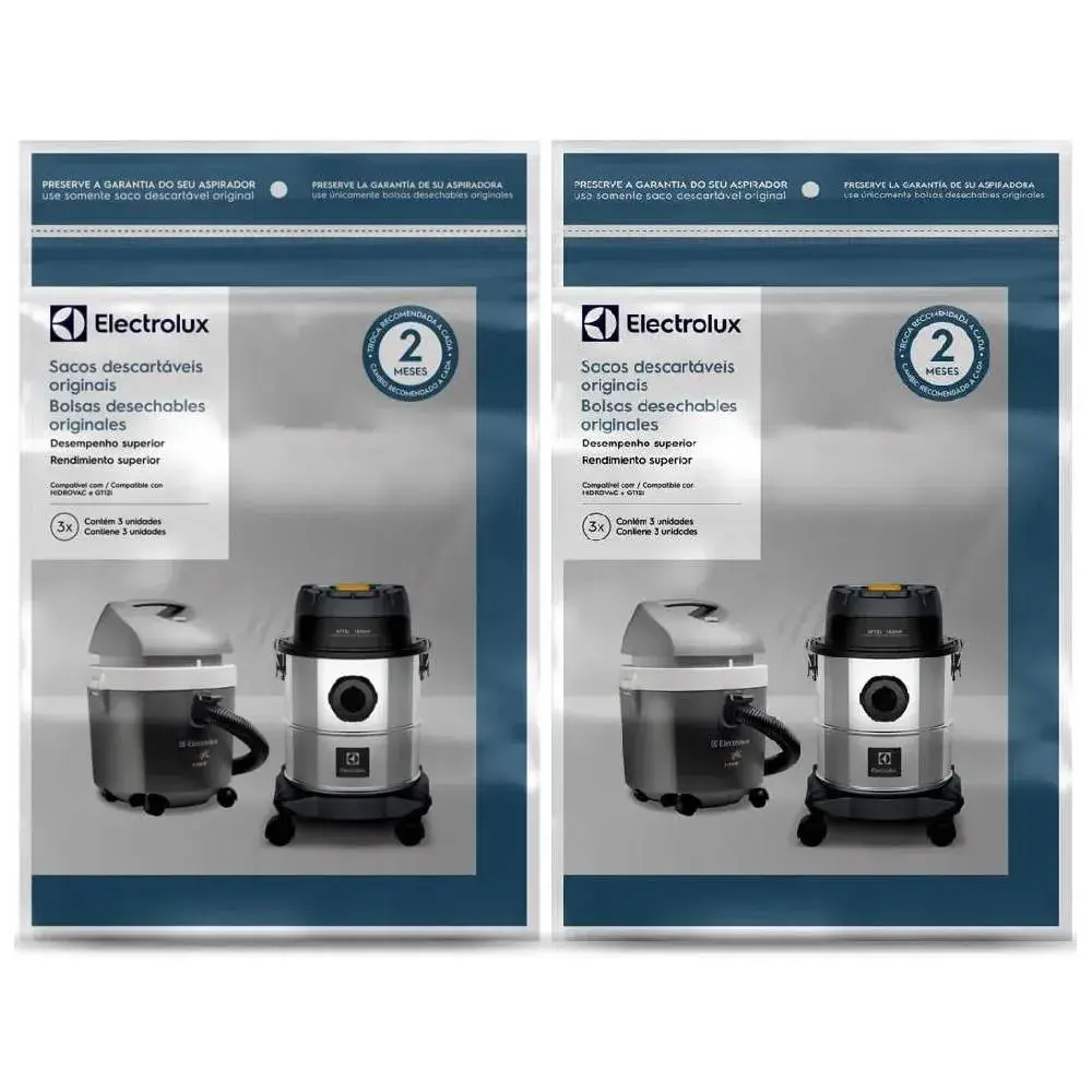2 Kits 3 Sacos de Aspirador de Pó Modelos HIDROVAC e GT12i (CSEHV)