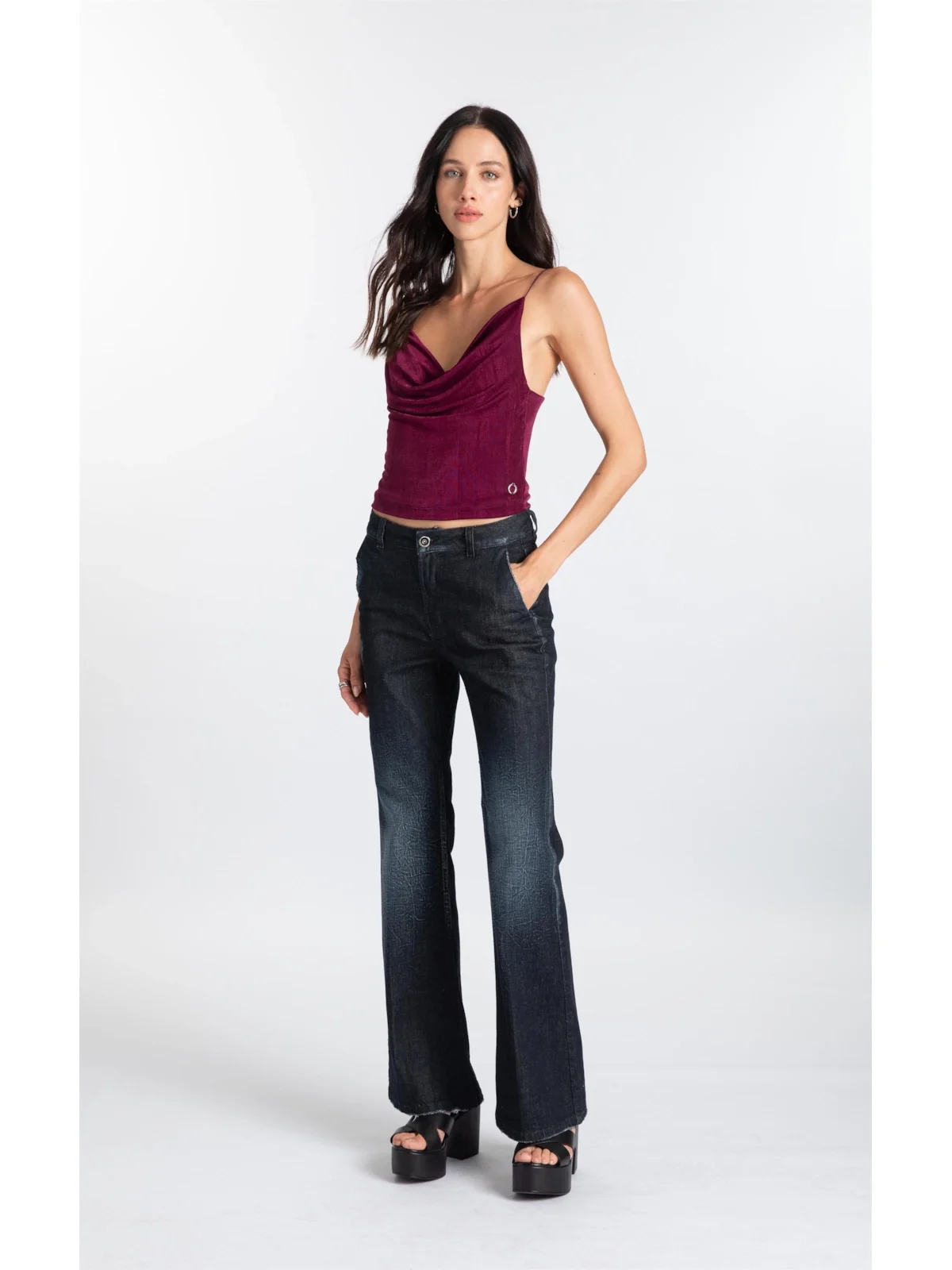 Calça Dark Forest Elastic Flare Lav.Escuro — imagem 1