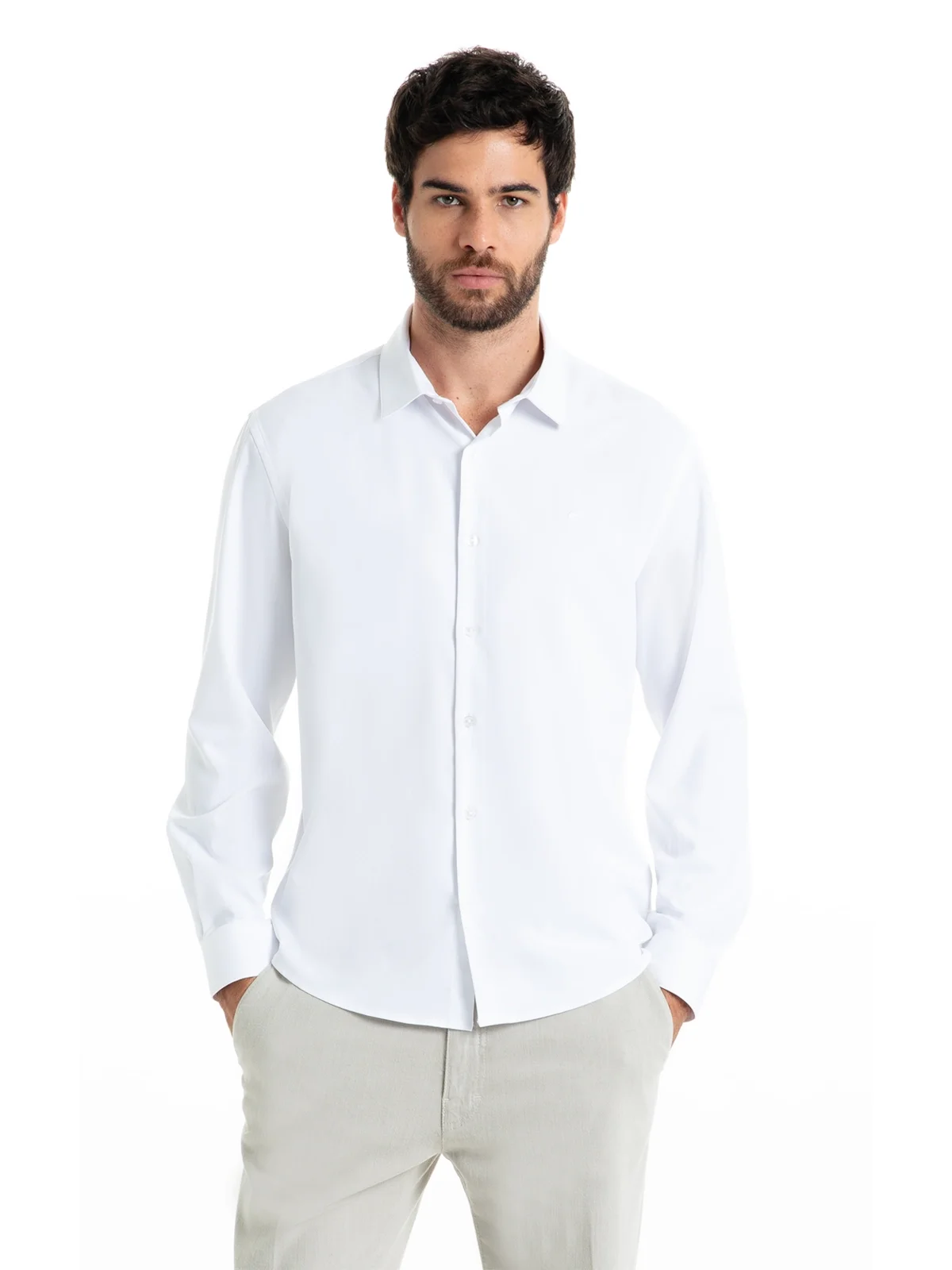 Camisa Tech Bambu Ld Slim Xangai Branco — imagem 1