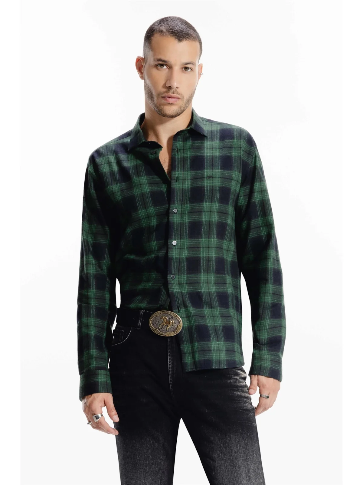 Camisa Xadrez Wool Touch Vancover Verde Escuro — imagem 1