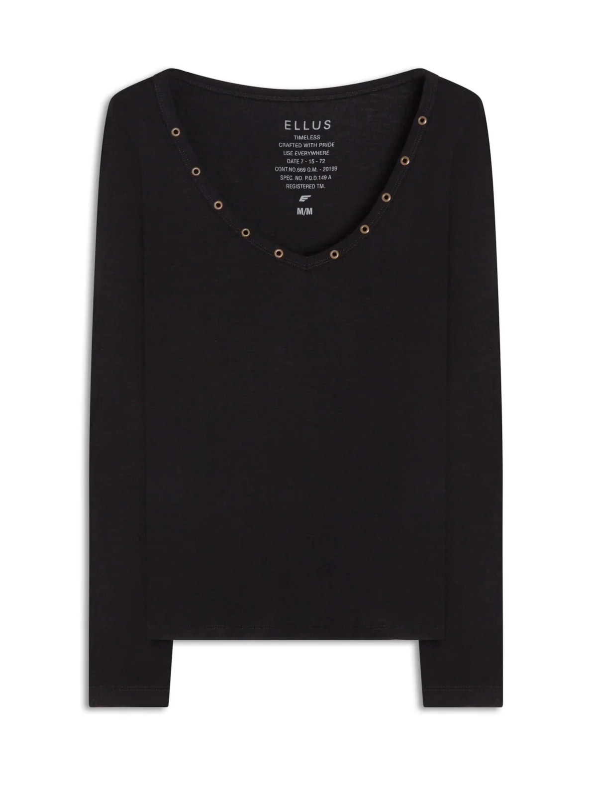 Blusa Malha Ellus Viscose Ilhós Preto — imagem 1