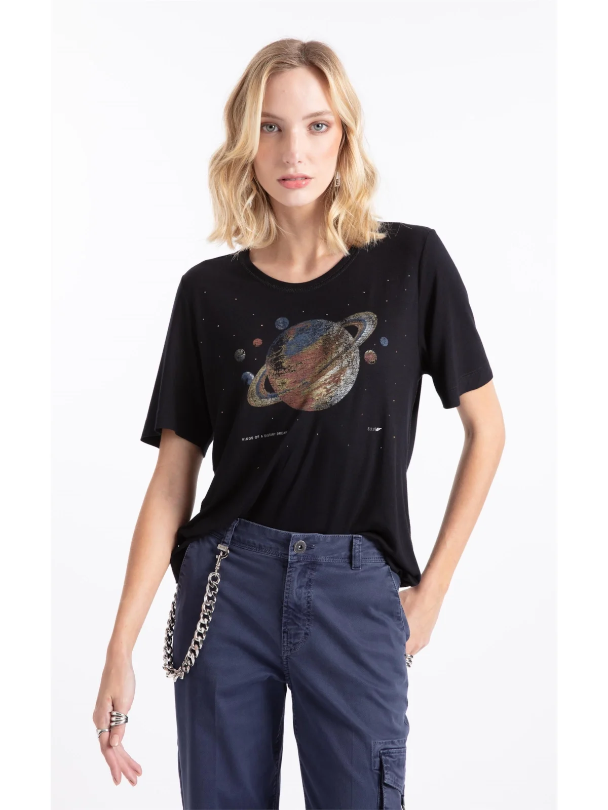 Blusa Visco Saturno Shine Boxy Preto — imagem 1