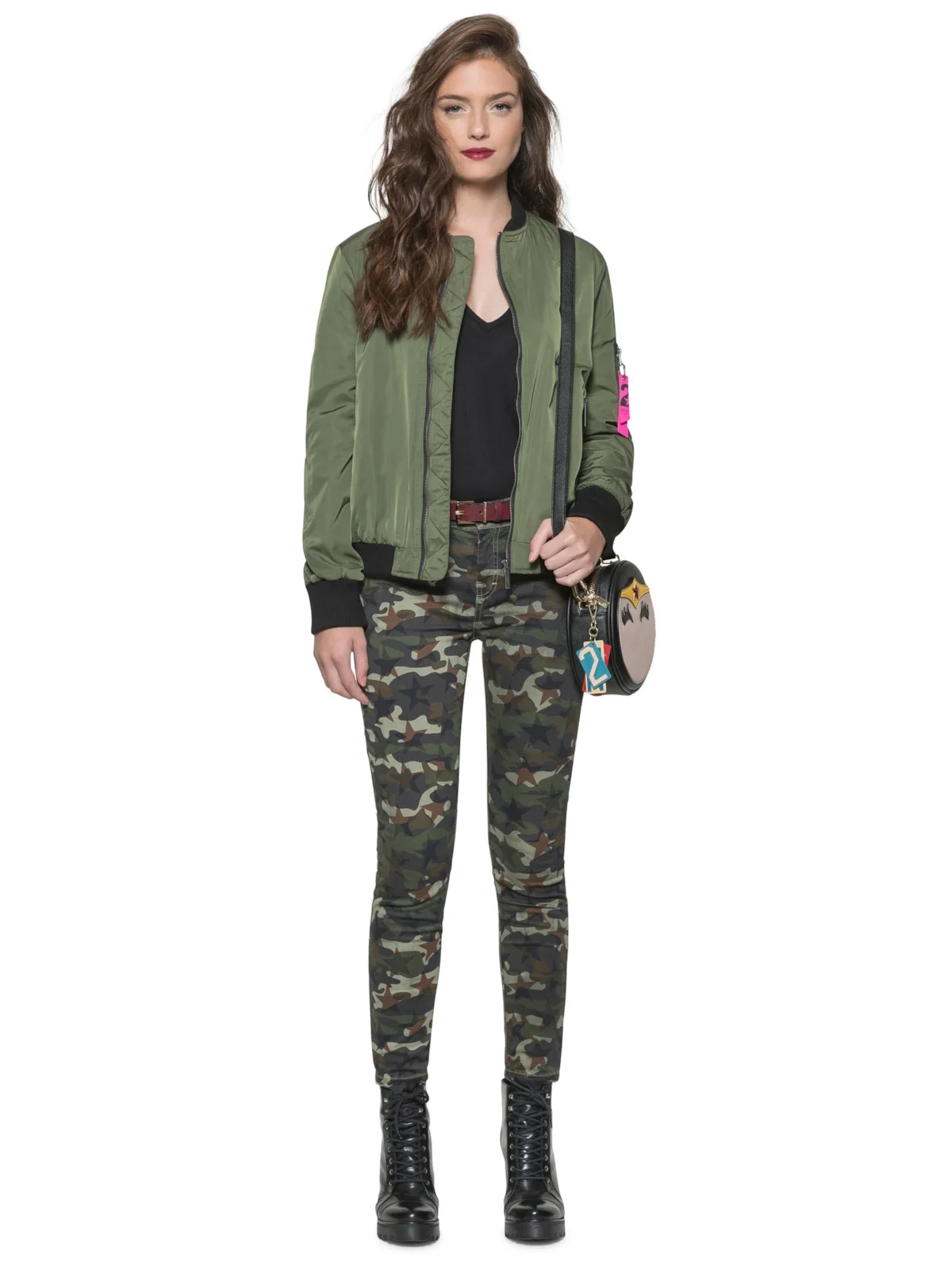 Nylon Light Bomber Zipper Verde Militar — imagem 1