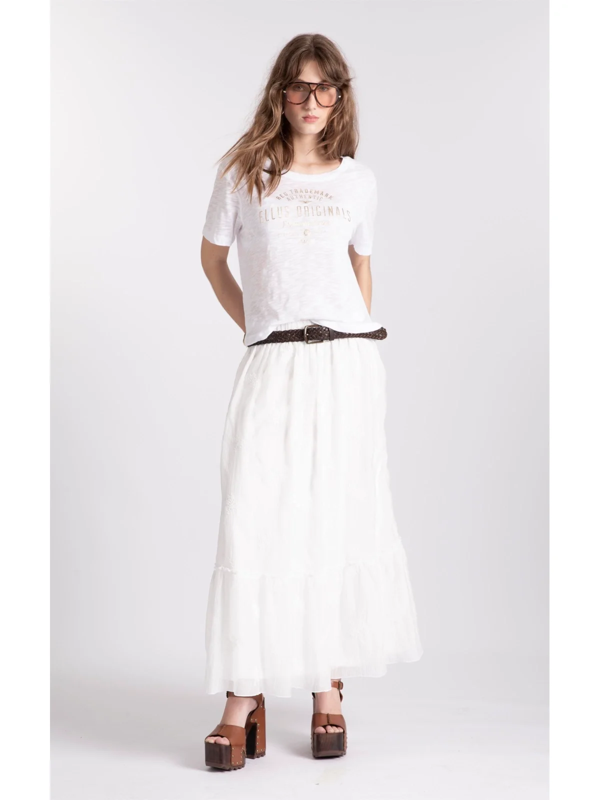 Saia Crinkle Aira Midi Off White — imagem 1