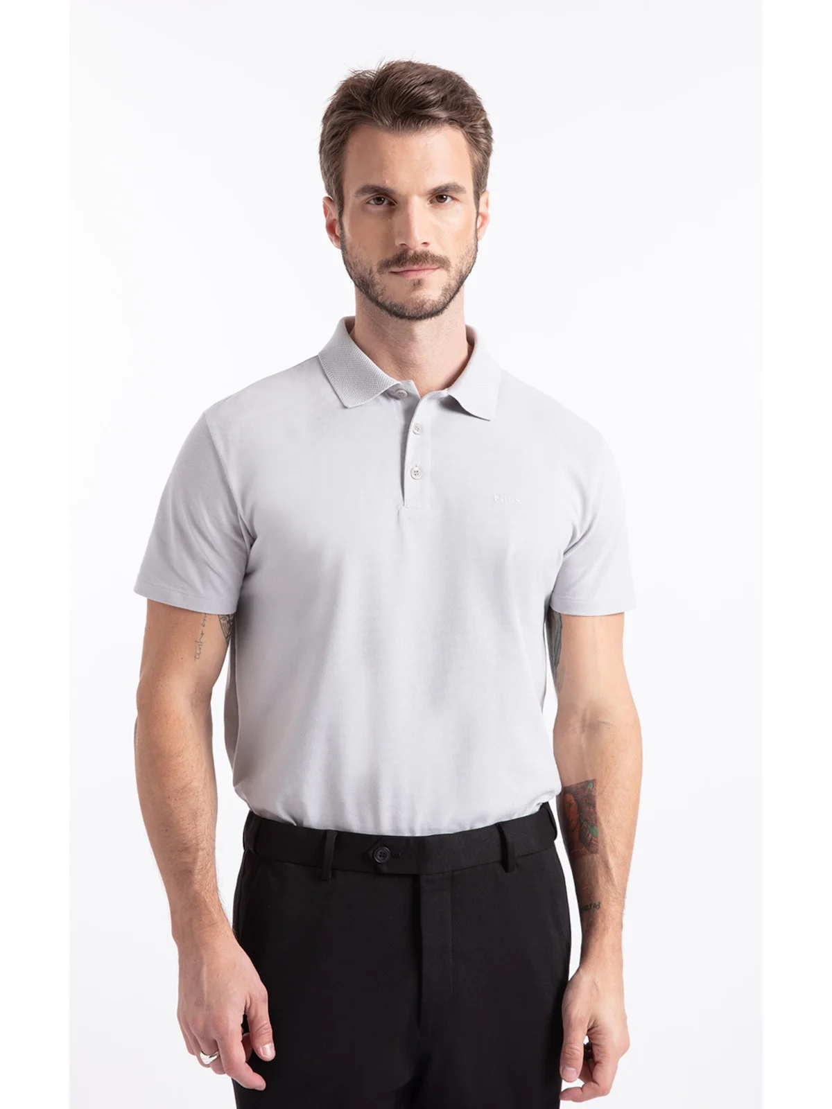 Polo Piquet Jacquard Ellus Classic Prata — imagem 1