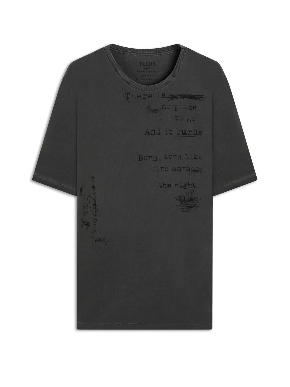 T-Shirt Washed Punk Texts Over Preto — imagem 1
