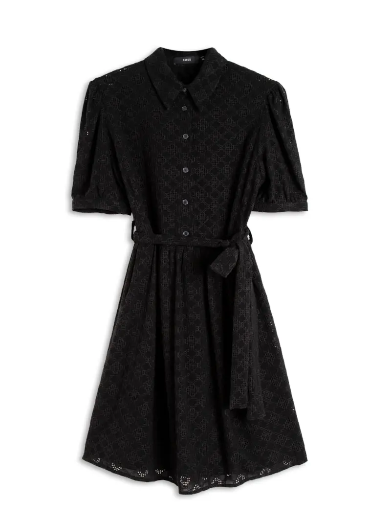 Voil de Viscose Chemise Midi Preto