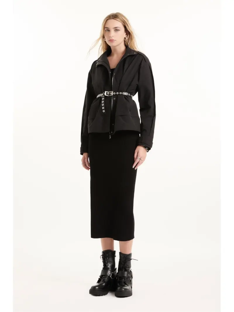 Vestido Visco Dress Ribbed Sleeveless Preto