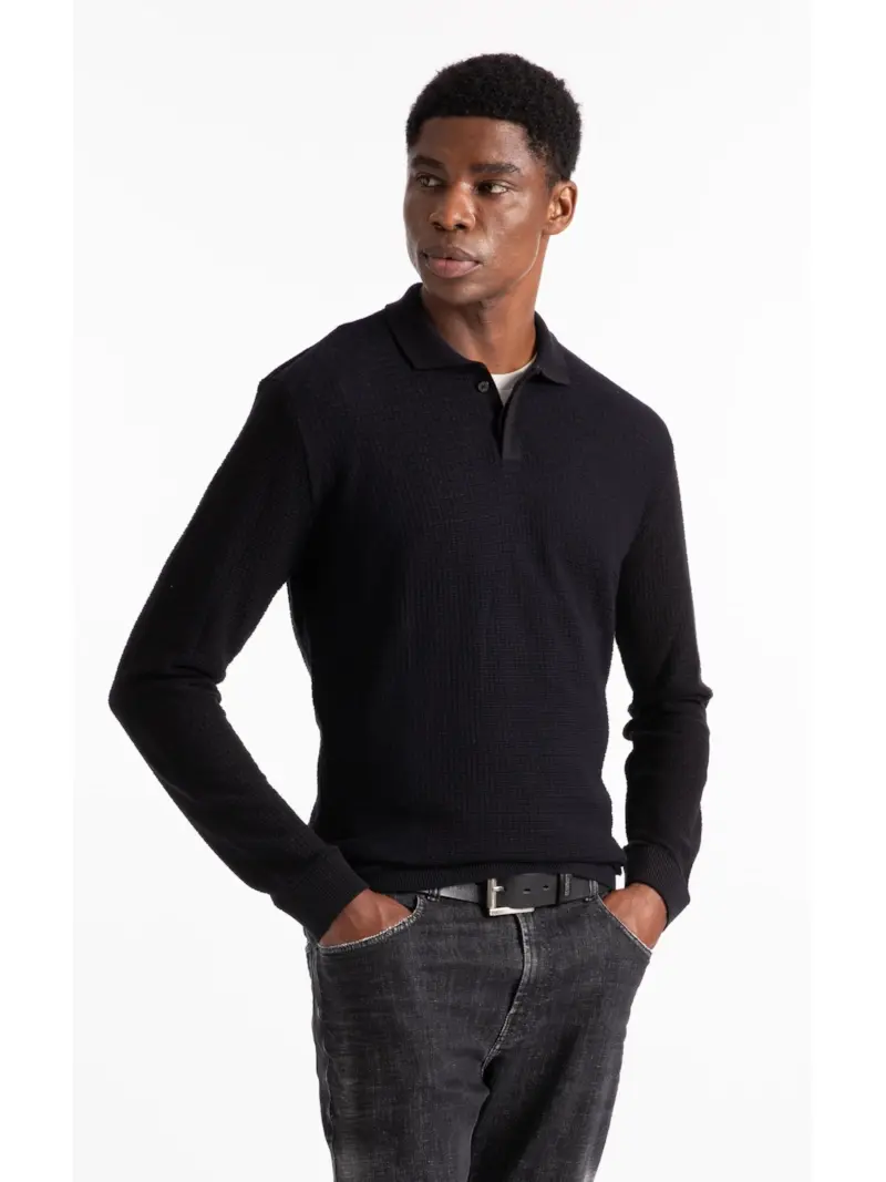 Visco Mescla Polo Quadrile Hidden Plkt m Preto Mescla
