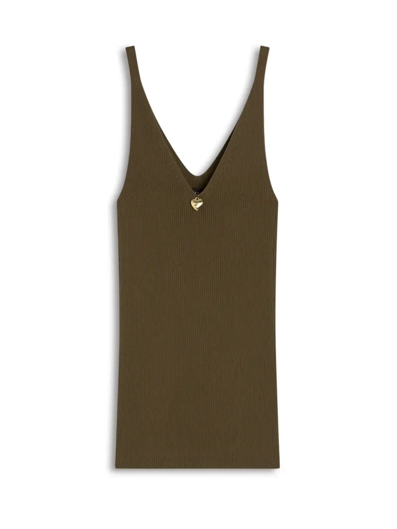 Visco Ribbed Metal Heart Knit Musgo
