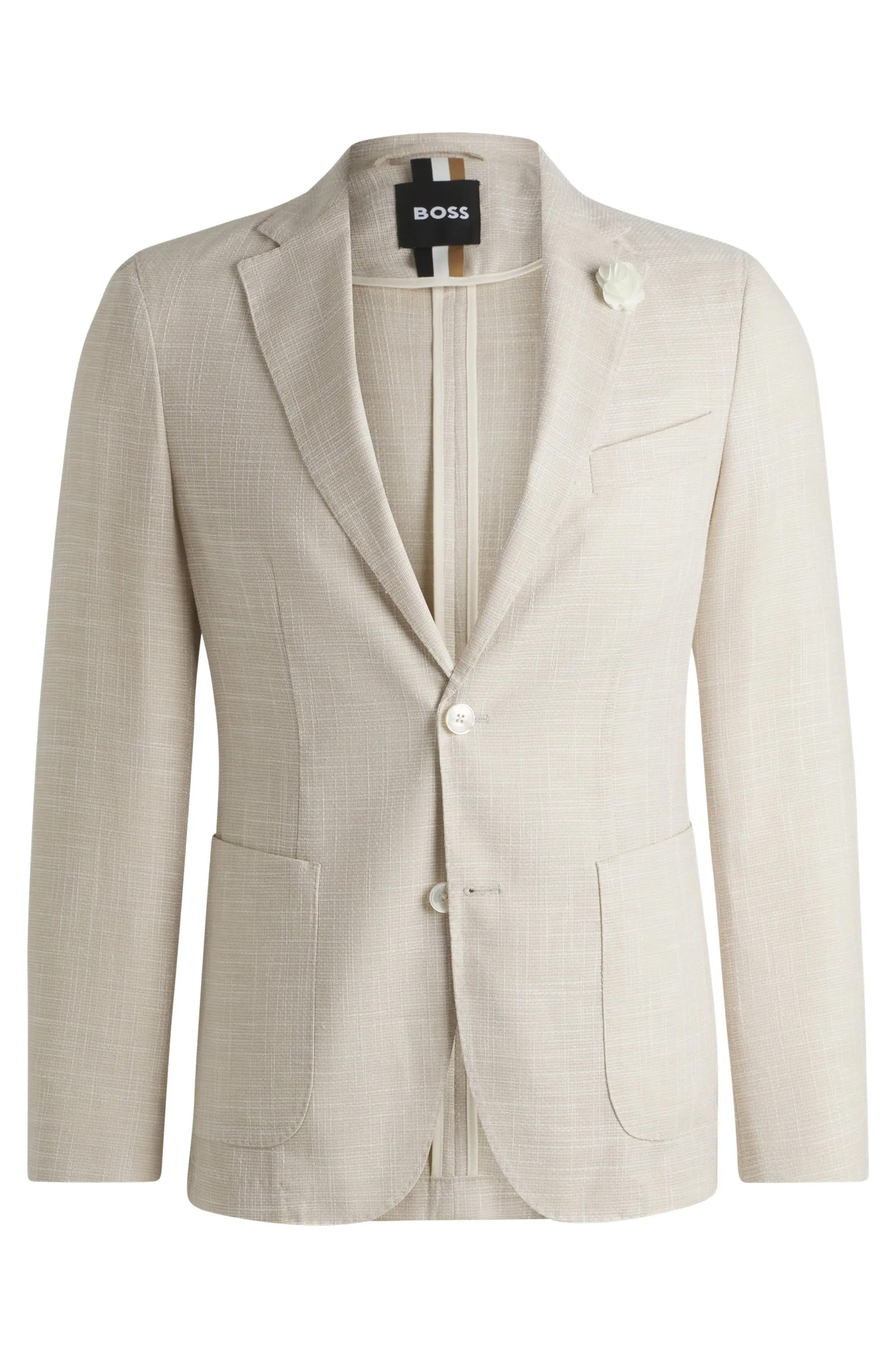 Blazer Slim Fit Em Tecido Com Micropadrão