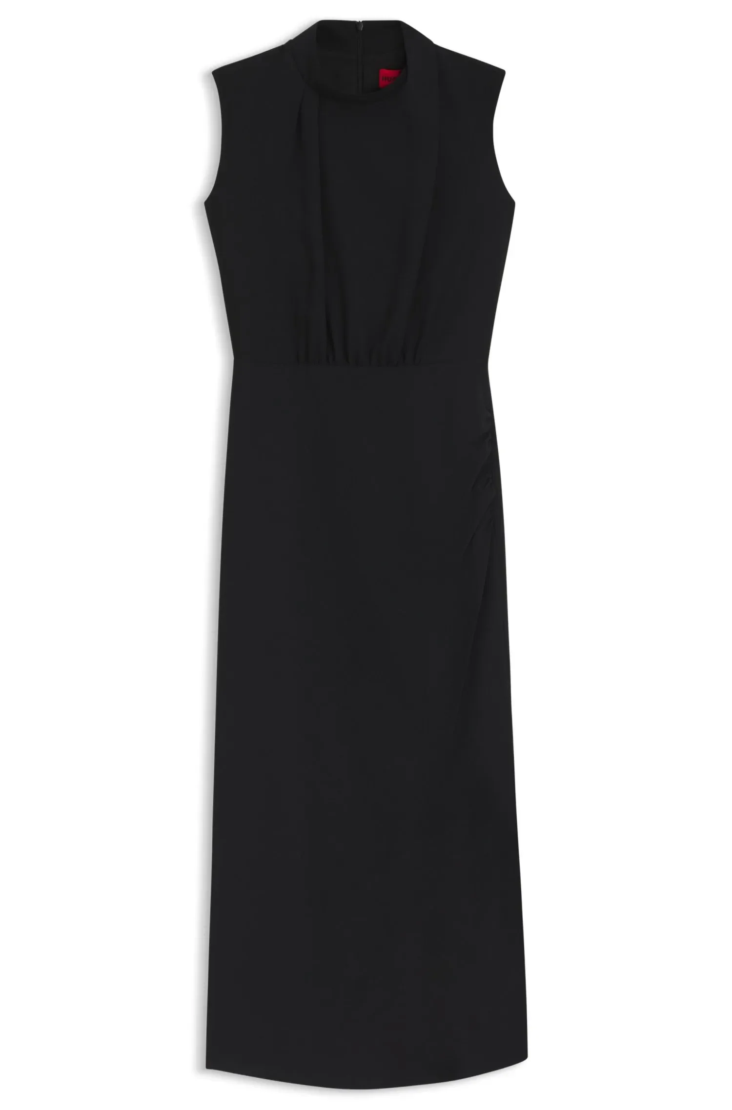 Vestido Comprido Em Crepe Com Gola Alta Drapeada — imagem 1