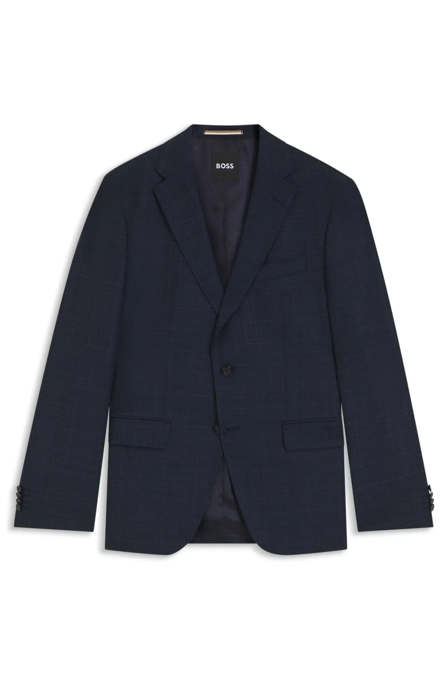 Blazer Slim Fit Em Lã Virgem Com Padrão De Xadrez
