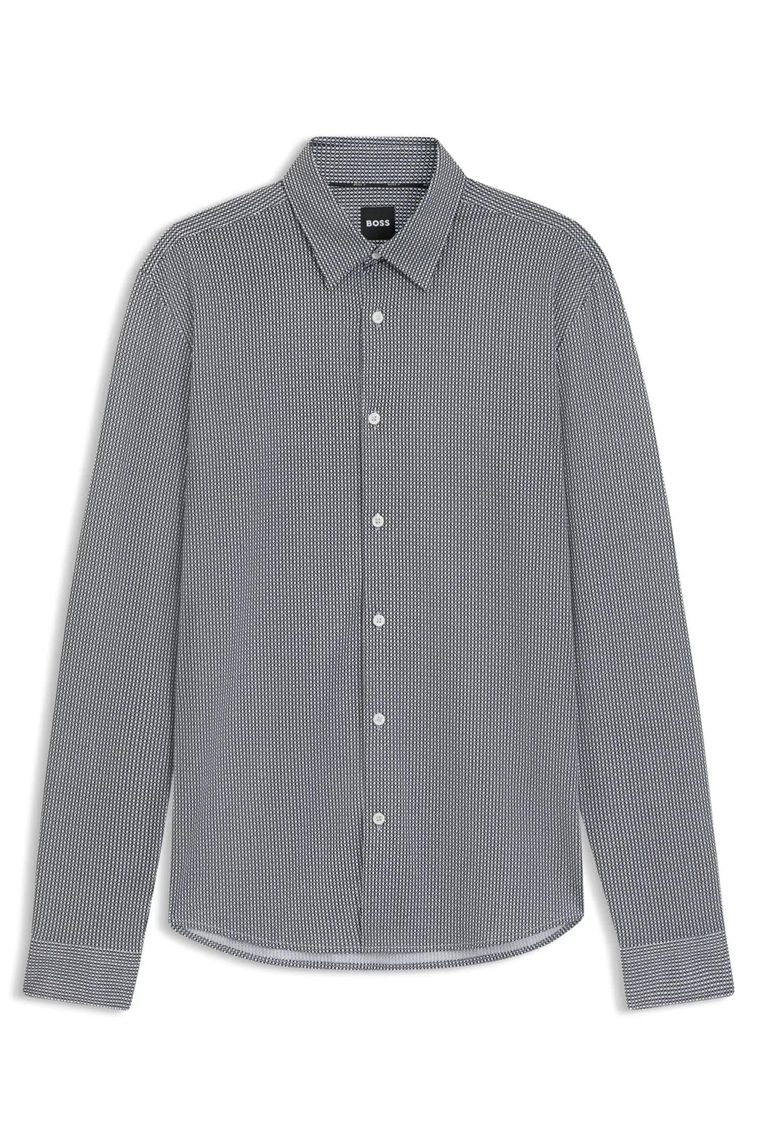 Camisa Slim Fit Em Tecido Flexível Com Padrão — imagem 1