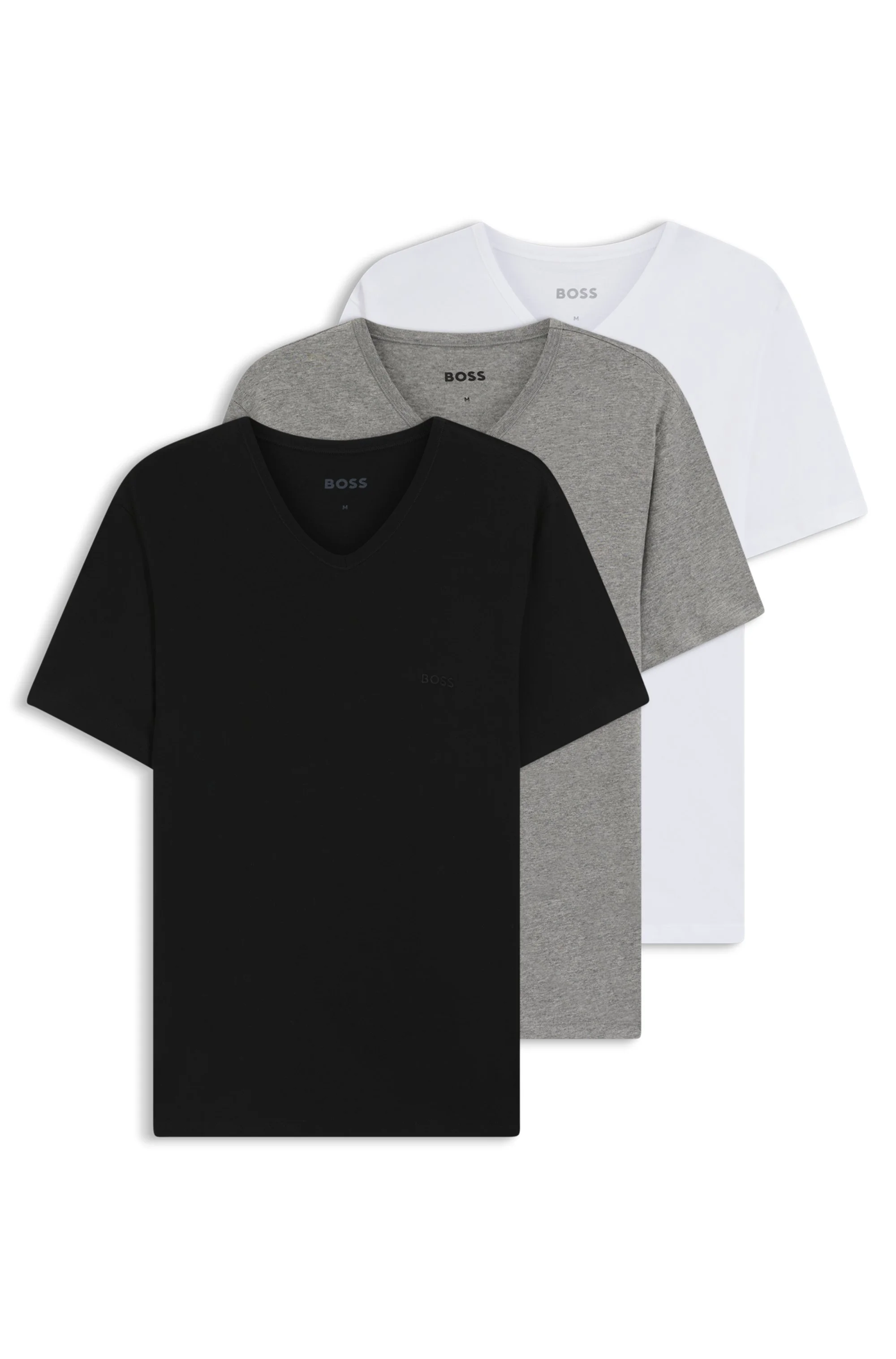 Pack De 3 Camisetas Em Algodão Com Gola V — imagem 1