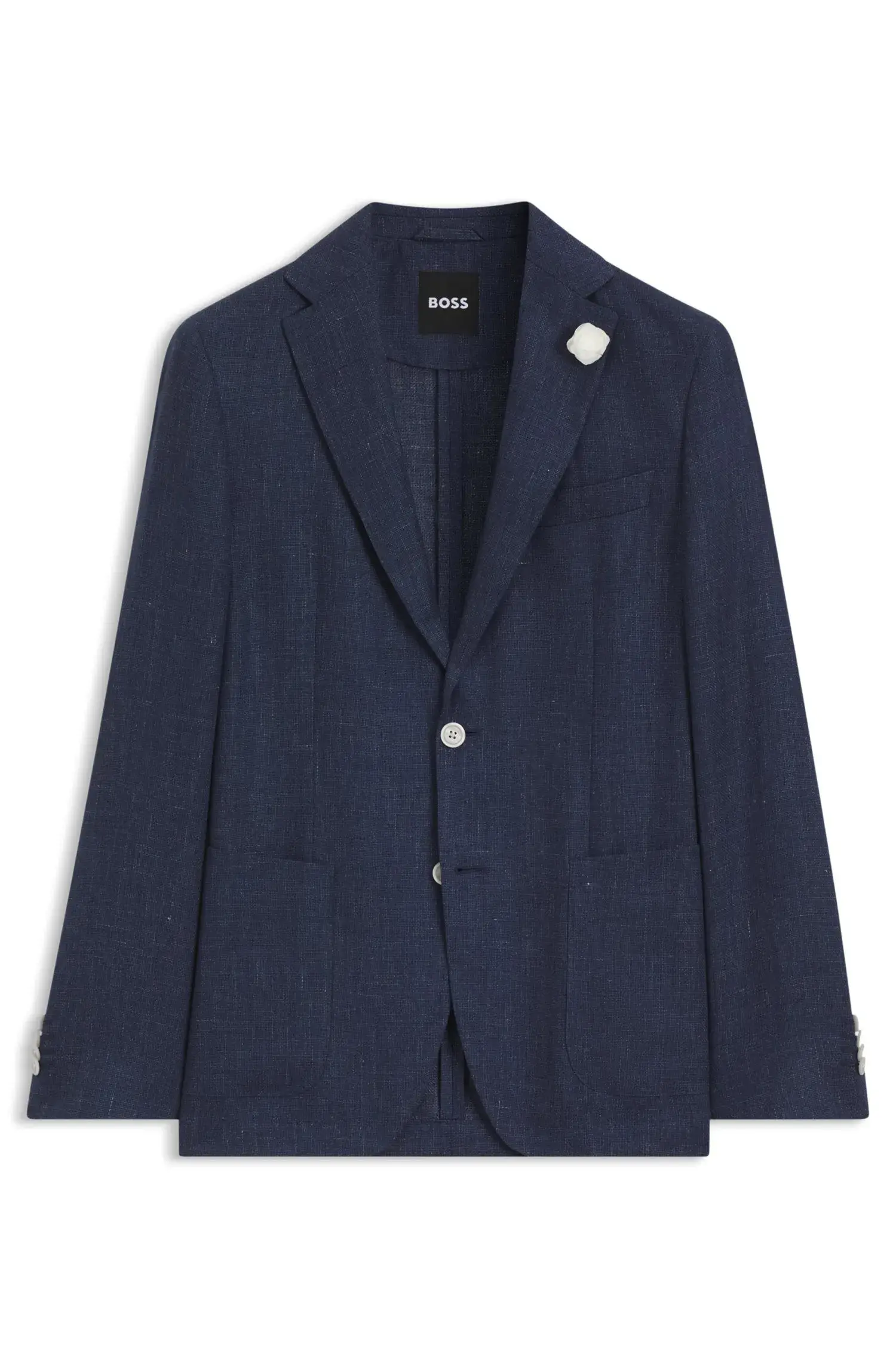 Blazer Slim Fit Numa Mistura De Linho Com Micropadrão