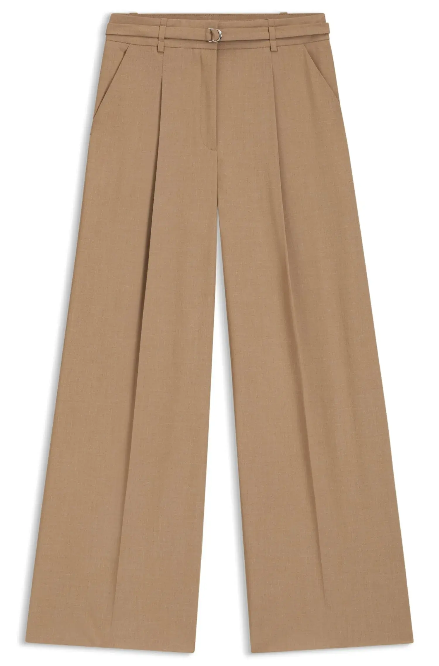 Calça Com Pregas E Cinto Com Fivela