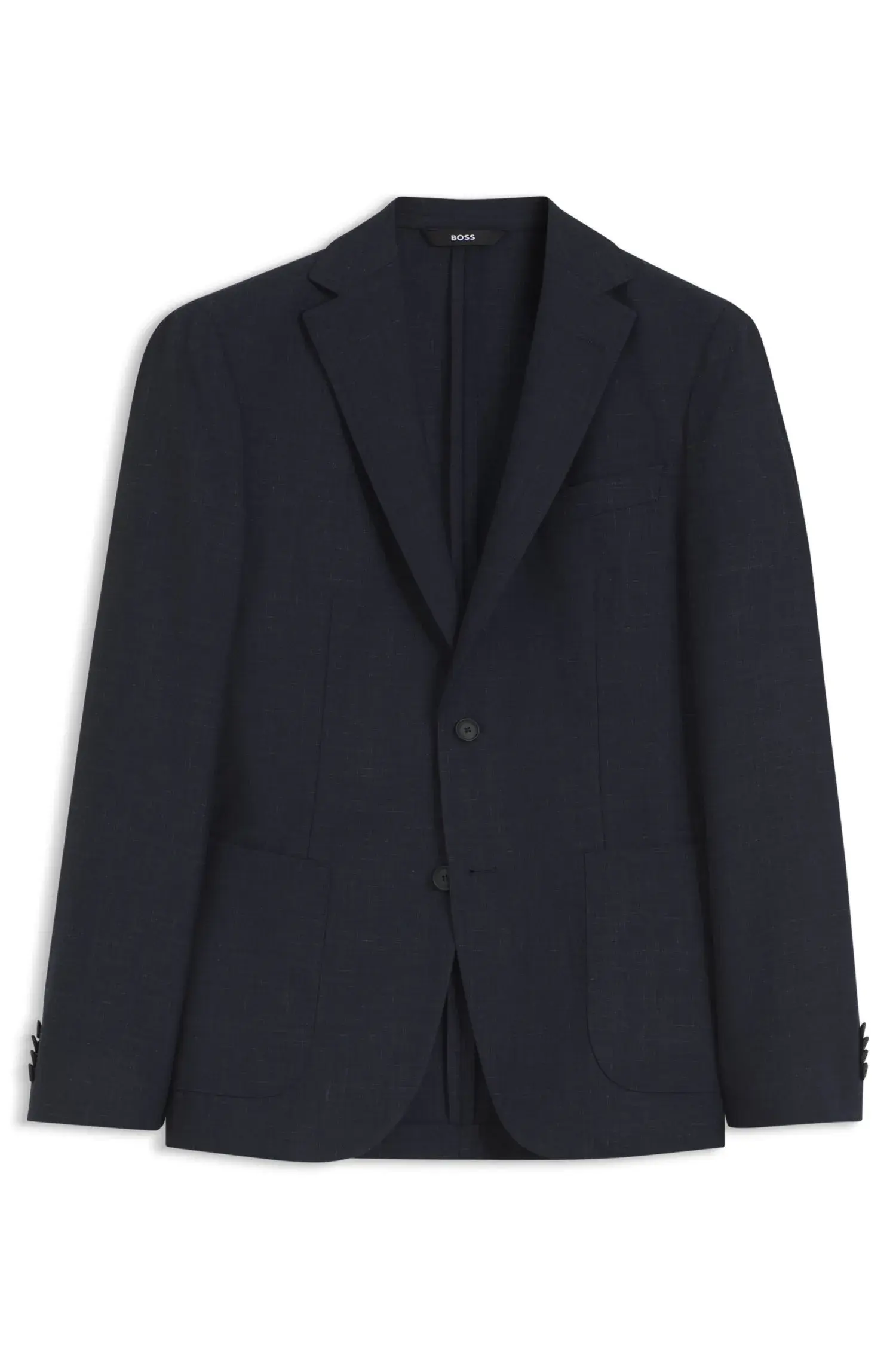 Blazer Slim Fit Em Lã Virgem E Linho
