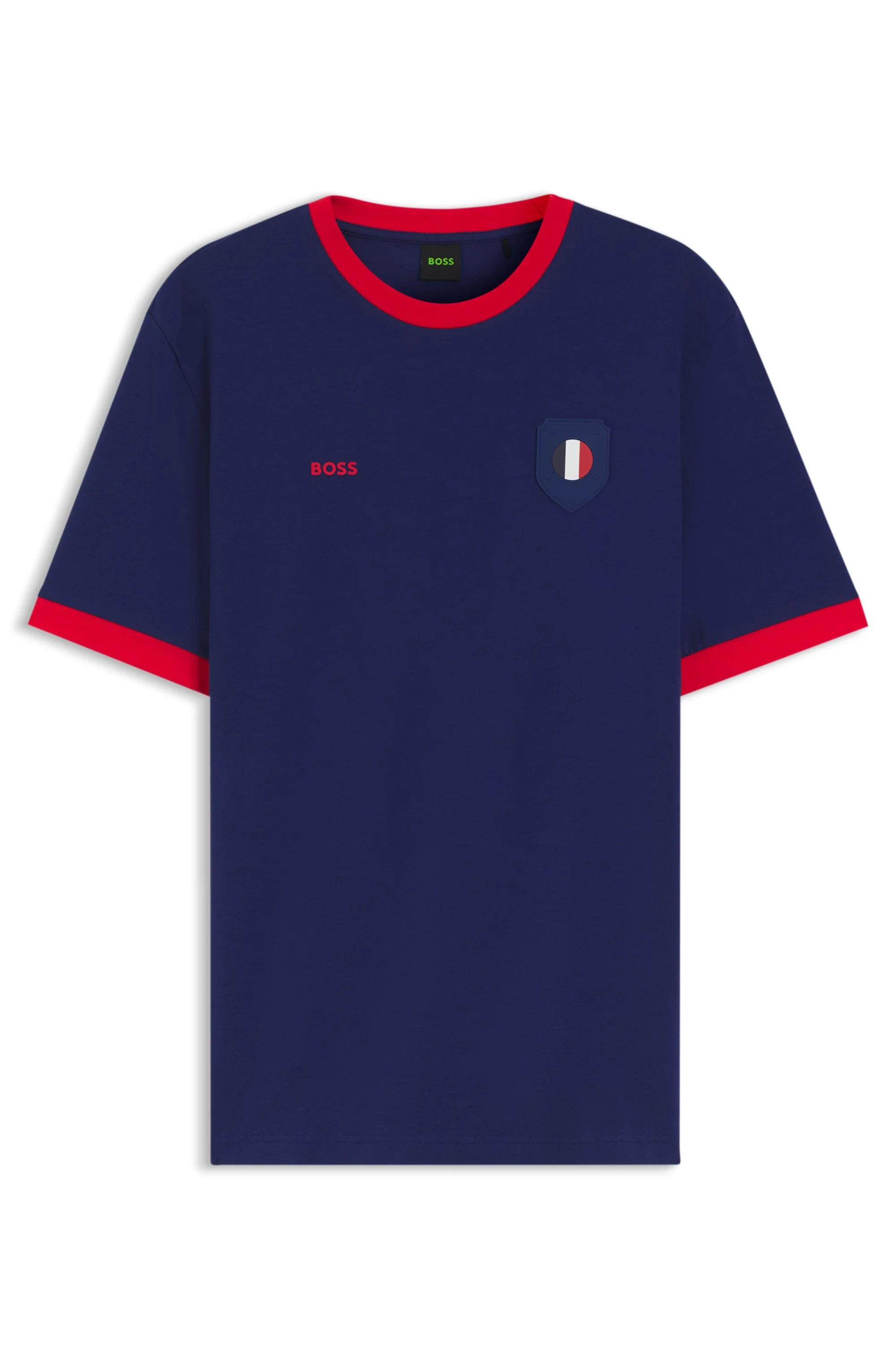 Camiseta De Algodão Stretch Com Bandeira Da França — imagem 1