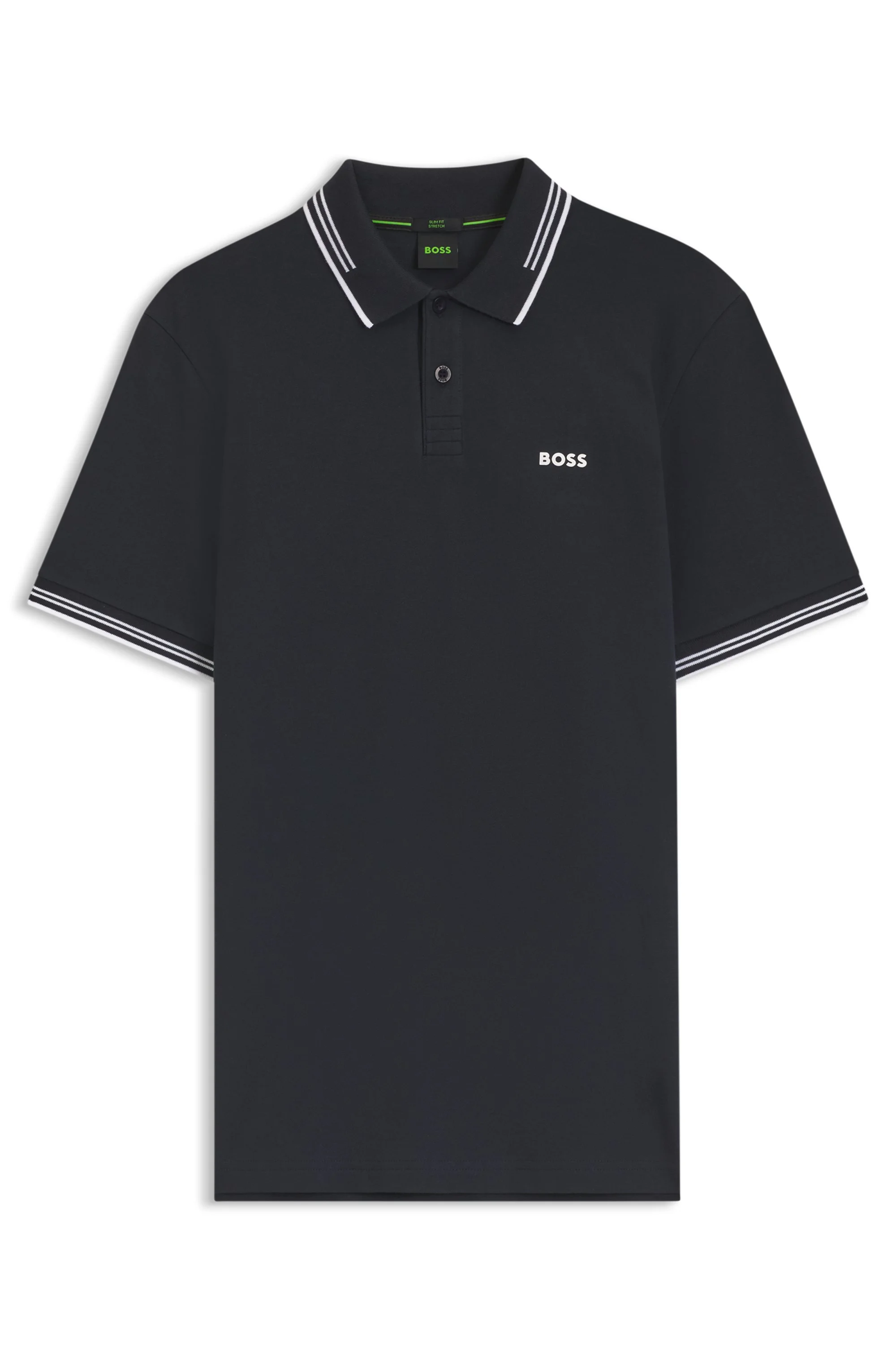 Polo Slim Fit Em Algodão Elástico Com Marca — imagem 1