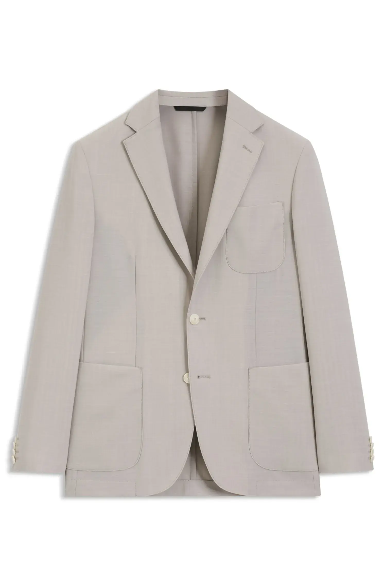 Blazer Slim Fit Em Lã Virgem Com Micropadrão