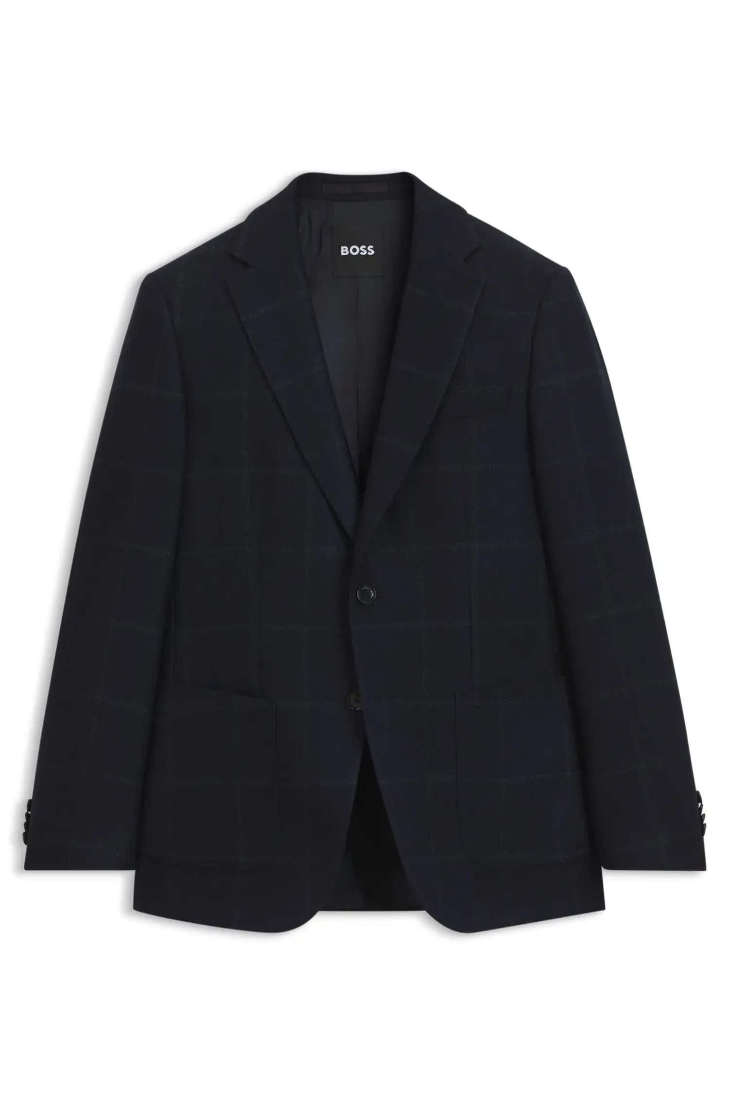 Blazer Slim Fit Em Lã Virgem Com Padrão