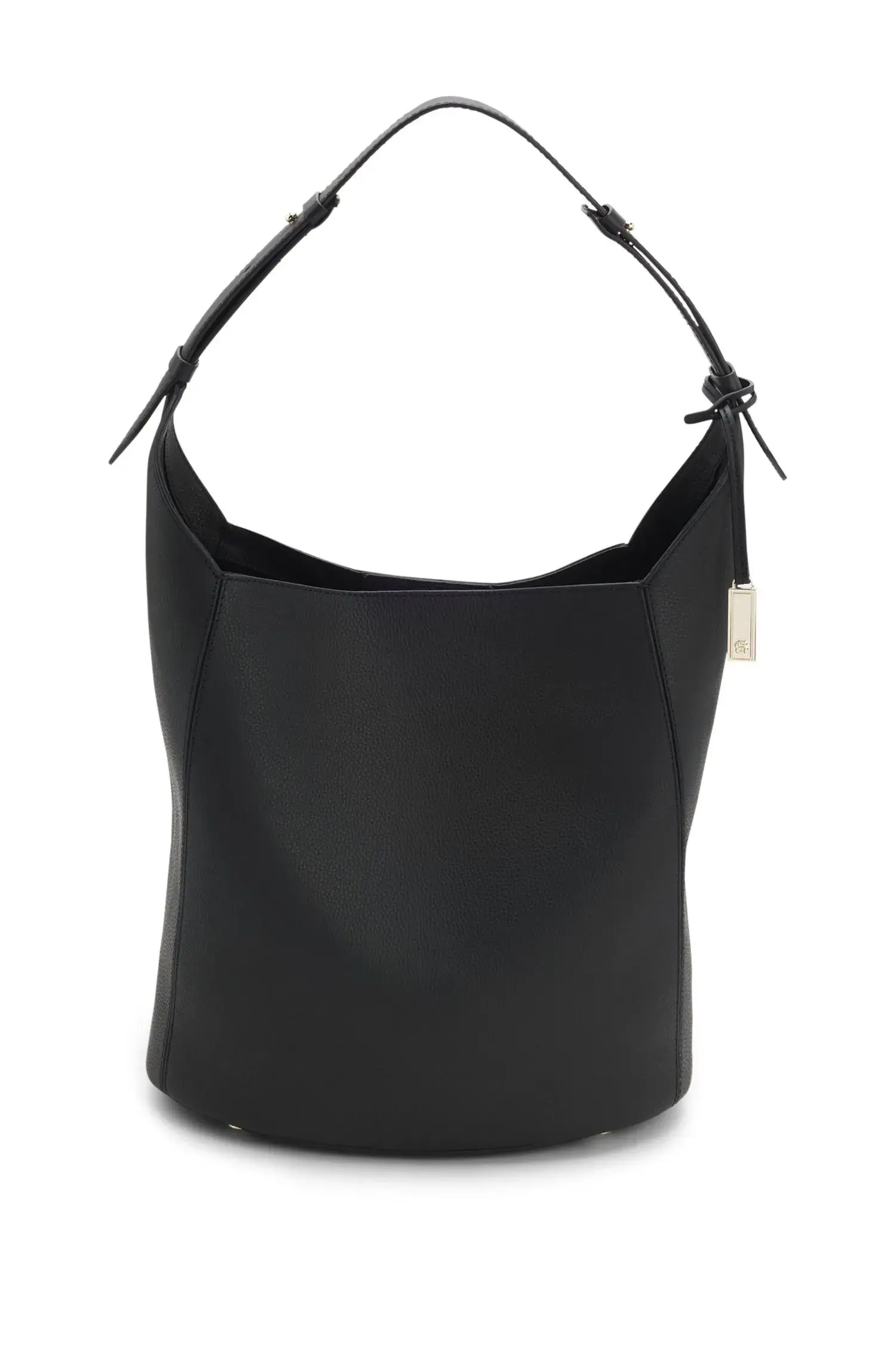 Bolsa Bucket Em Couro Com Placa De Monograma Double B