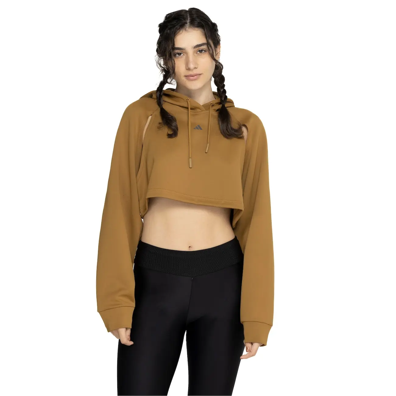 Blusa de Moletom Cropped Feminina Adidas com Capuz Hiit