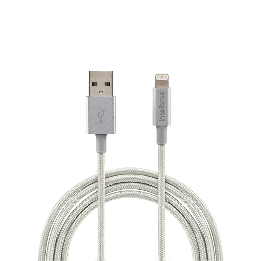 Cabo USB-A para Lightning de 1,5m em Nylon Branco EUAL 15NB Intelbras