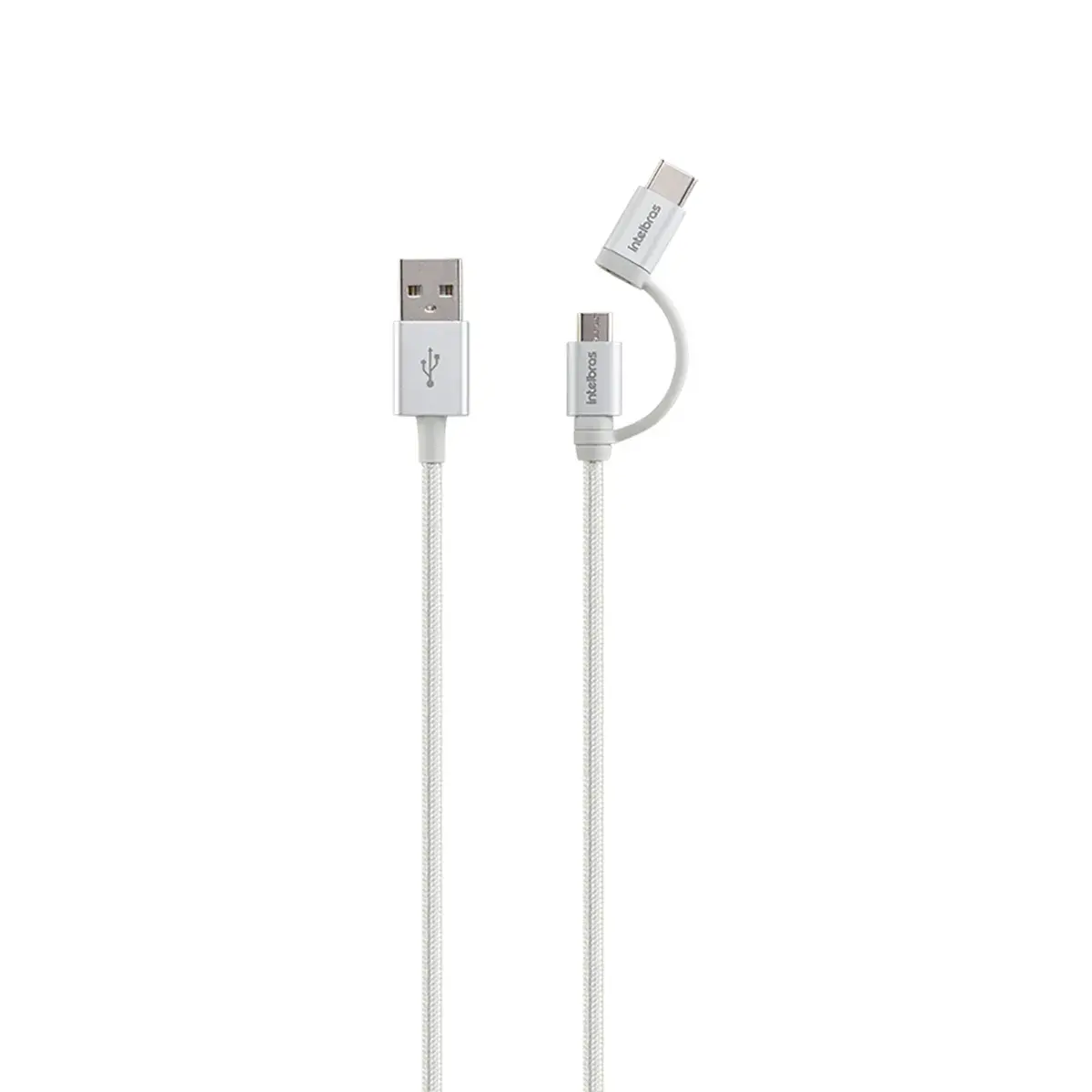 Cabo USB-C 1,5m de PVC nylon branco Intelbras EUABC 15NB