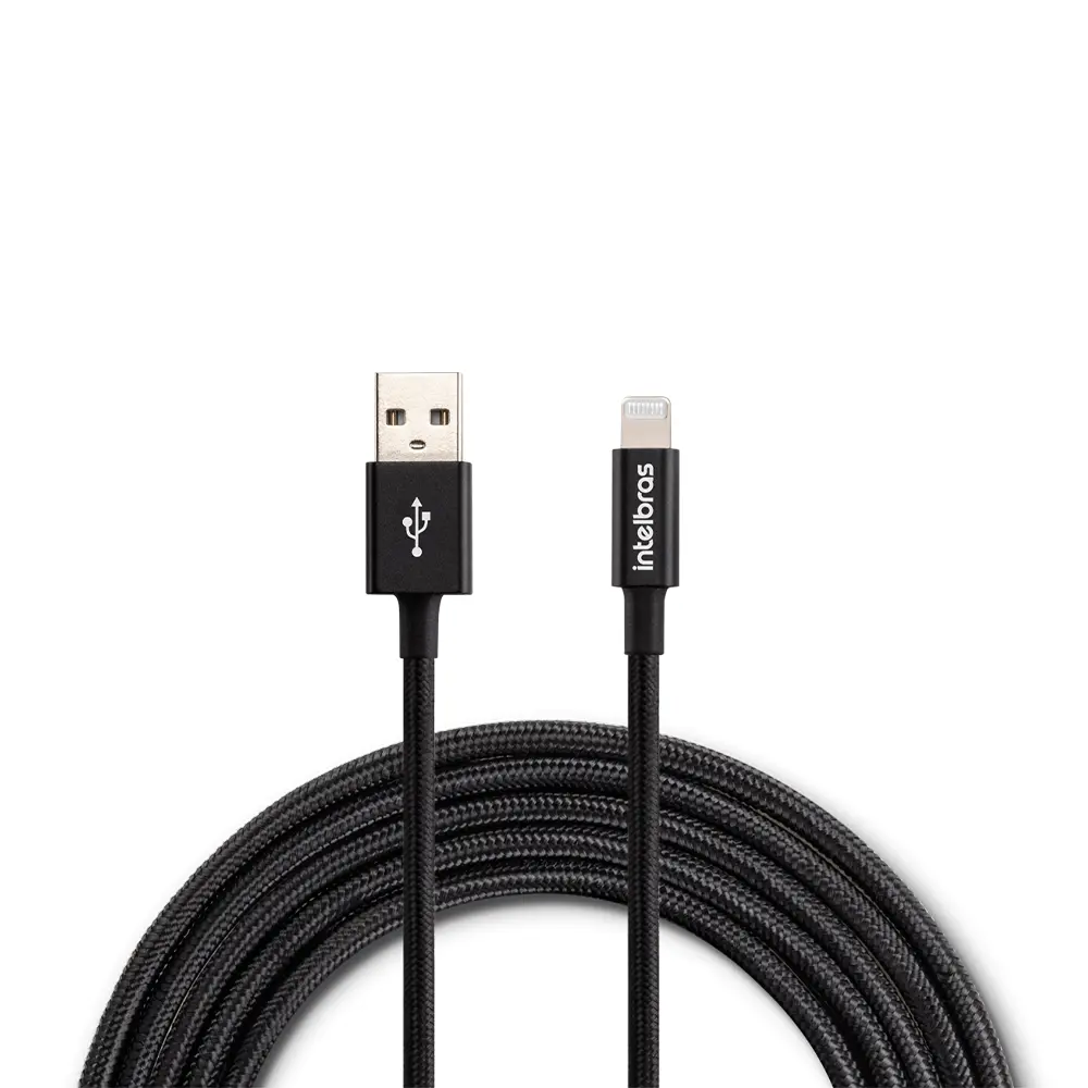 Cabo USB Lightning 1,5m Nylon Preto Intelbras EUAL 15NP
