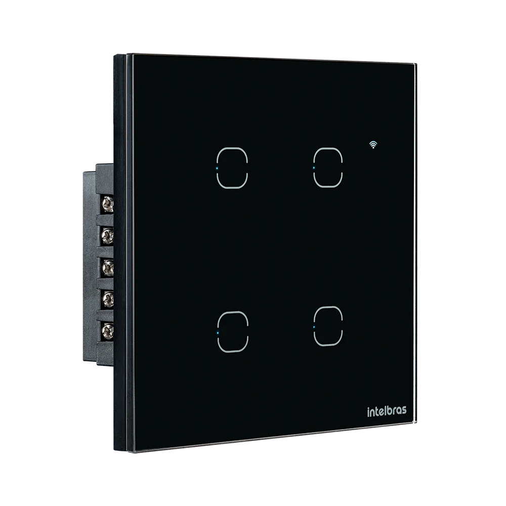 Interruptor inteligente Wi-Fi Touch 4 teclas Preto EIW 1004 Intelbras — imagem 1