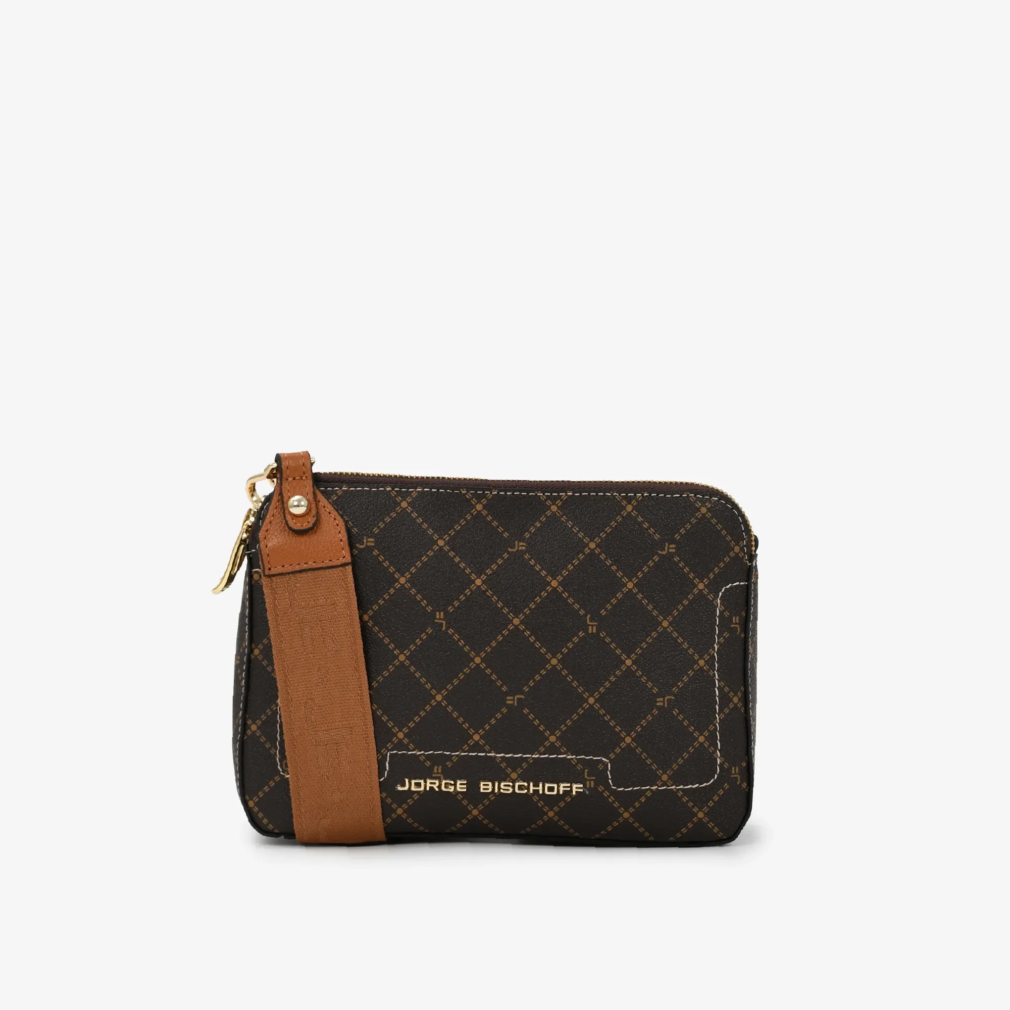 Bolsa Transversal Marrom Café Monograma Jb Couro — imagem 1